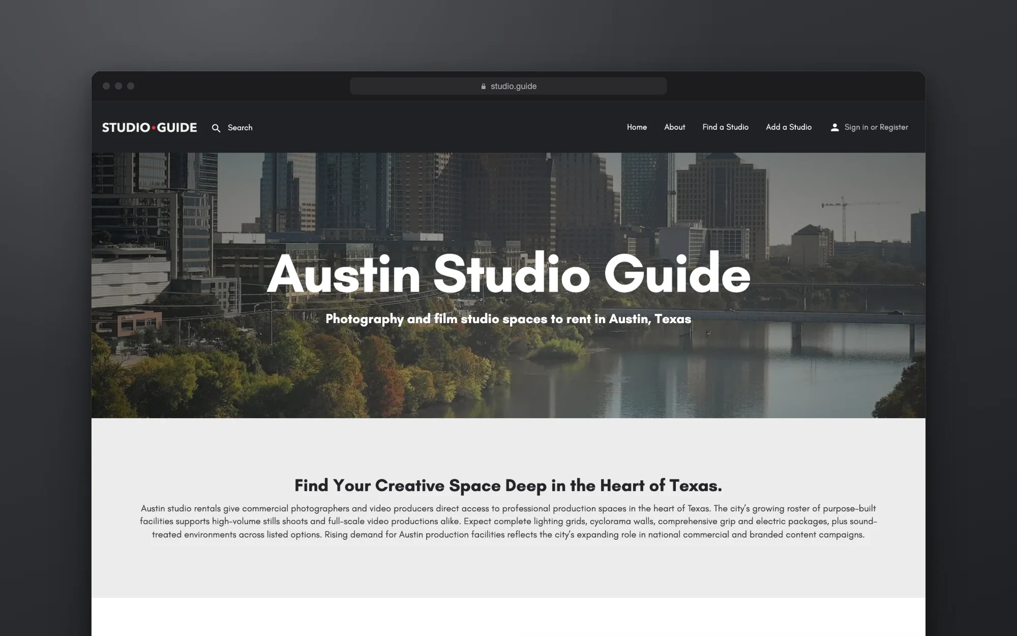 The Austin Studio Guide, one of the city pages