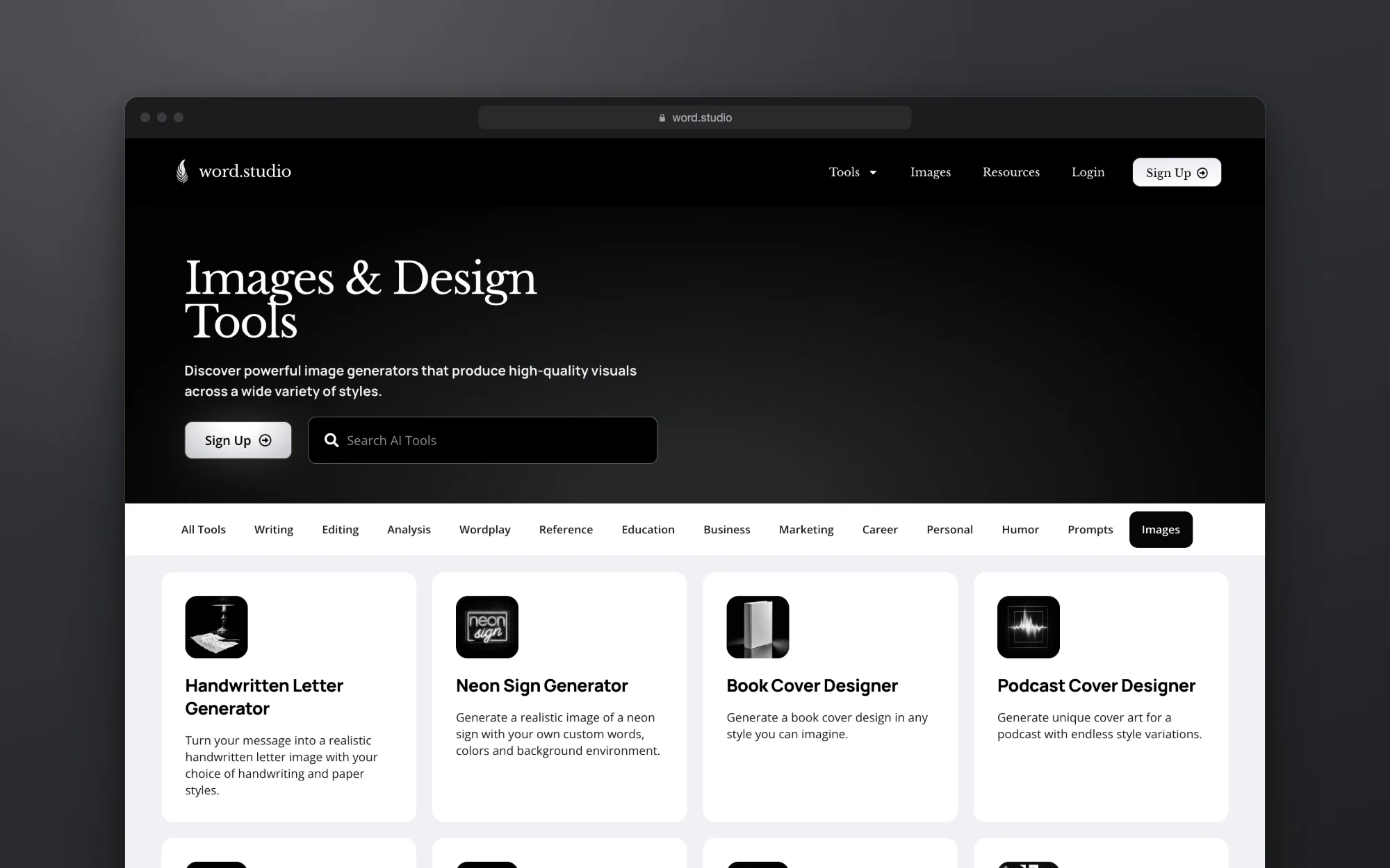 The Images & Design tools